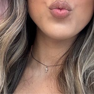 LF baby cross mixed metals necklace